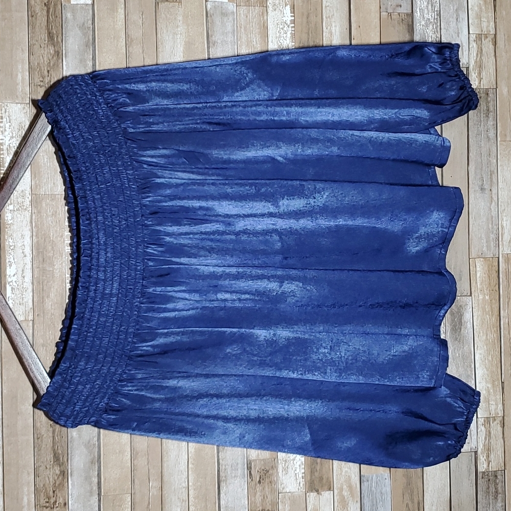 Blue Off the Shoulder Shirt
